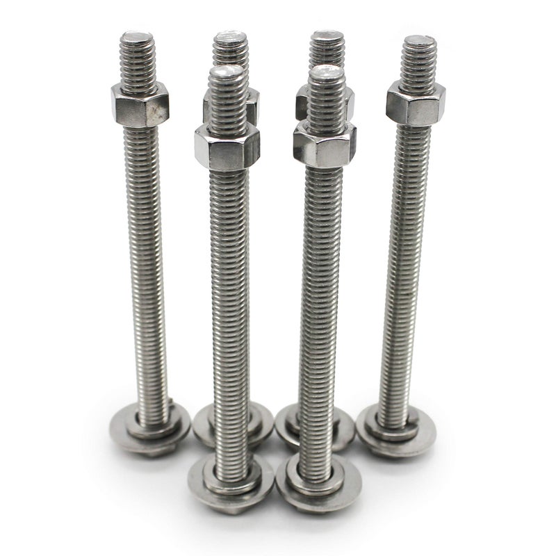 Fullerkreg (4 Sets) 3/8-16x4 Stainless Steel Hex Head Screws Bolts, Nuts, Flat & Lock Washers, 18-8 (304) S/S, Fully Threaded by Bolt Fullerkreg - Image 4
